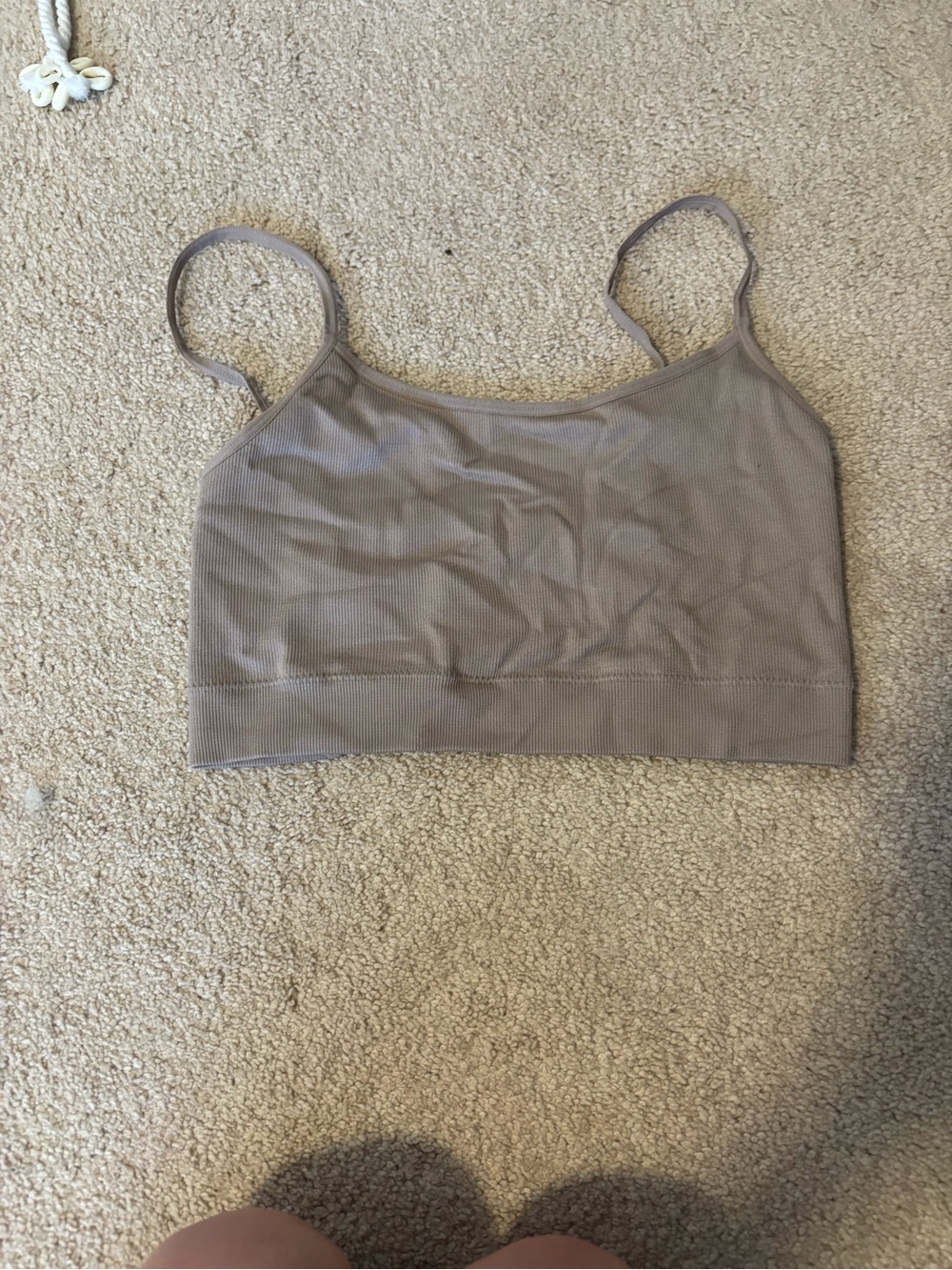 SHEIN Taupe Ribbed Spaghetti Strap Crop Top